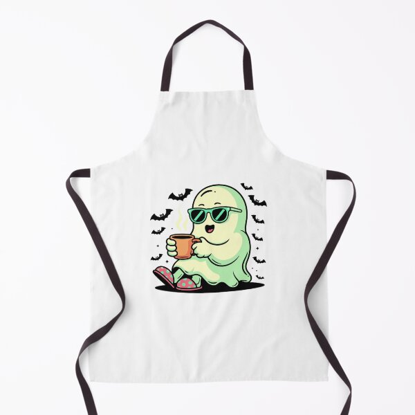 Item preview, Cute Ghost Drinking Coffee – Funny Cozy Ghost with Sunglasses and Slippers designed and sold by Horrify.