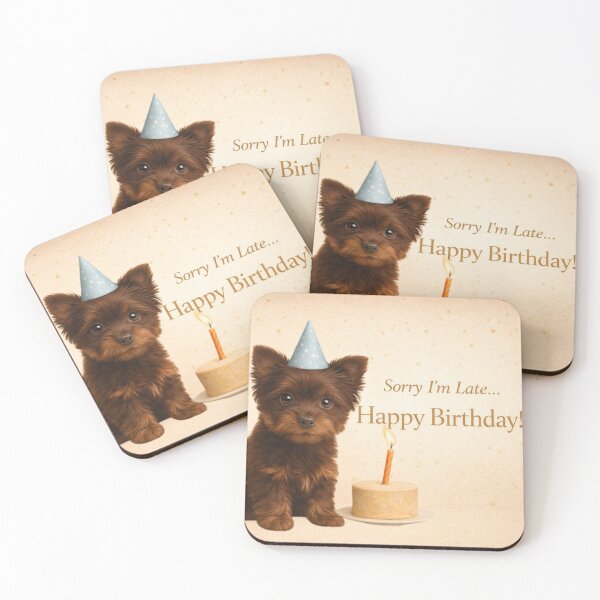 Item preview, Belated Birthday Chocolate Yorkshire Terrier Card designed and sold by GivingJoy.