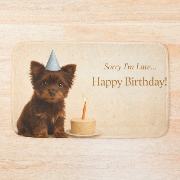 Item preview, Belated Birthday Chocolate Yorkshire Terrier Card designed and sold by GivingJoy.