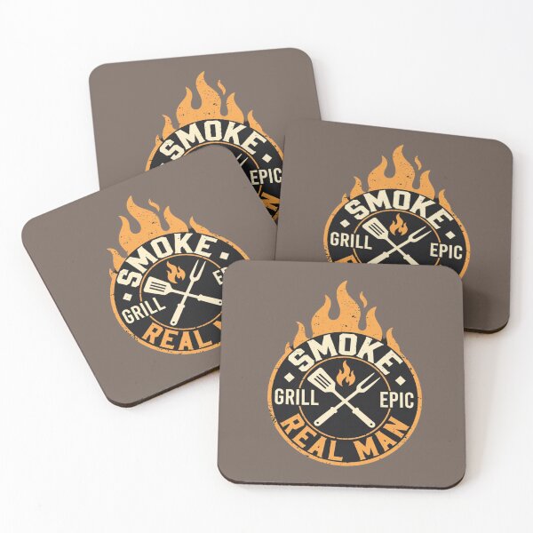 Item preview, Retro Grill Smoke Real Man Epic BBQ Flame Vintage Badge T-Shirt designed and sold by SilentPowerArt.