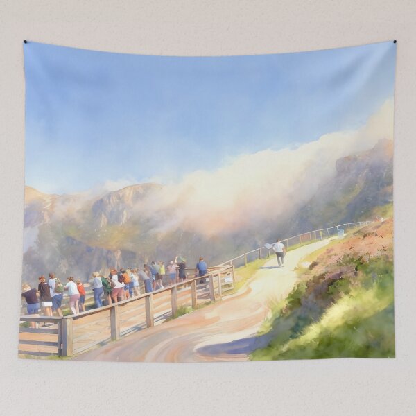 Item preview, Slieve League Sliabh Liag with Fog Over The Hill Watercolor designed and sold by OliDesigns.