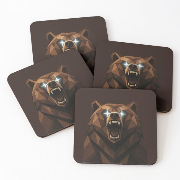 Item preview, Low Poly Geometric Bear Roaring Grizzly Illustration designed and sold by Koiosart.