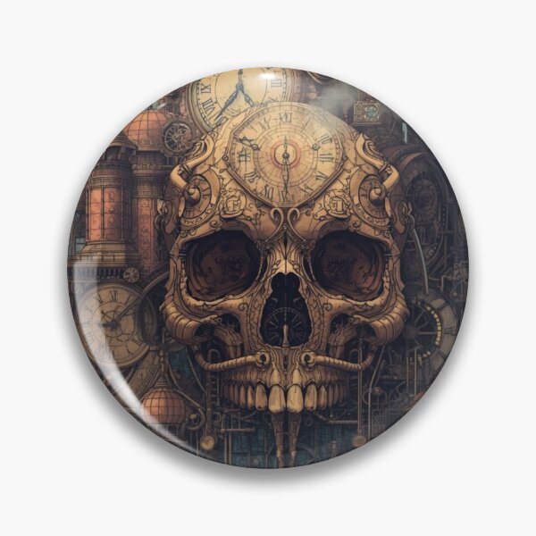 Artikelvorschau, Steampunk-Zeitschädel – Industrielle Uhrwerk-Todesmaschinen-Kunst entworfen und verkauft von RebelDropAlternative.