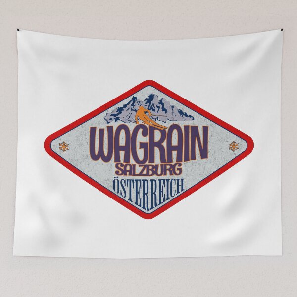 Item preview, Wagrain, Salzburg, Osterreich, Austria, Vintage skiing badge design designed and sold by Wanderful-roads.