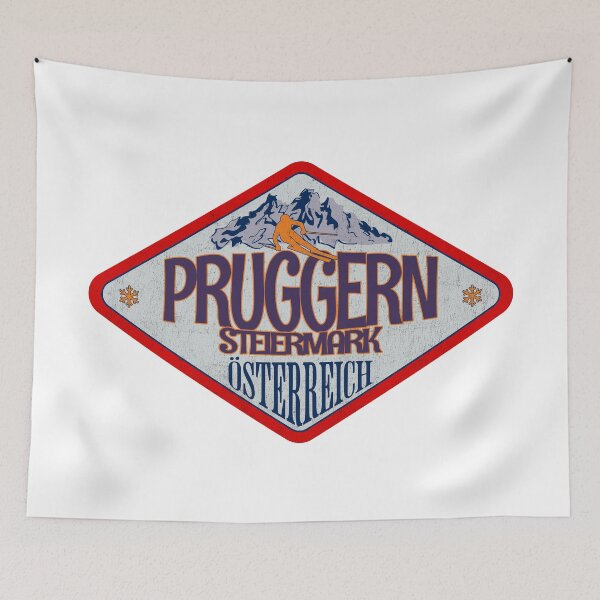 Item preview, Pruggern, Steiermark, Osterreich, Austria, Vintage skiing badge design designed and sold by Wanderful-roads.