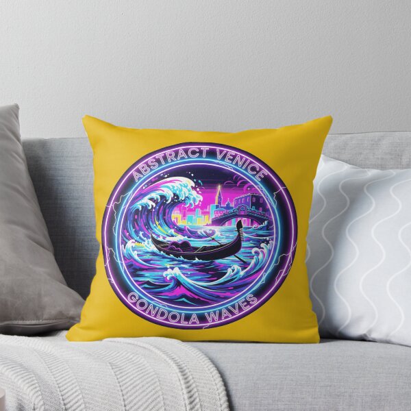 Item preview, Olas abstractas de una góndola veneciana: Edición neón de paisaje urbano designed and sold by Tily360.
