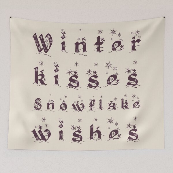 Item preview, Winter kisses, snowflake wishes – elegant winter typography design designed and sold by It's all about SHE.