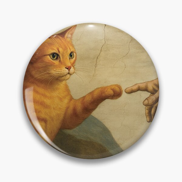 Item preview, Funny Cat Creation Art – Michelangelo Parody Print designed and sold by Gold Turtle  Lina.