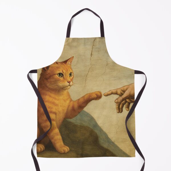 Item preview, Funny Cat Creation Art – Michelangelo Parody Print designed and sold by Gold Turtle  Lina.