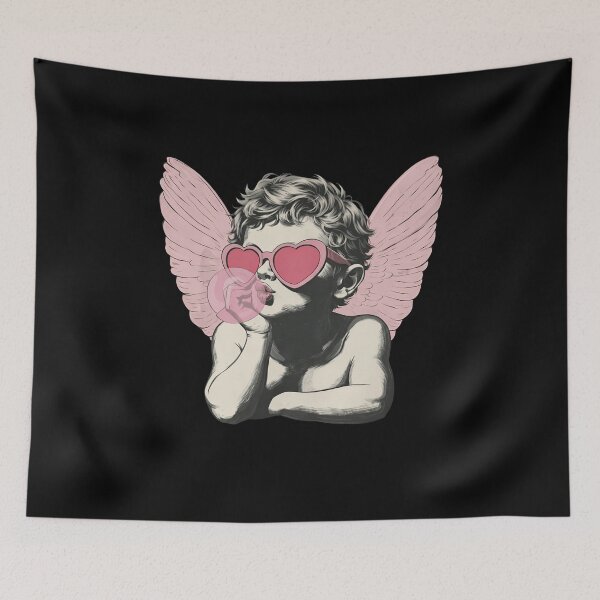 Item preview, Vintage Cute Cupid In Sunglasses Blowing Bubble Valentine designed and sold by elderberry.
