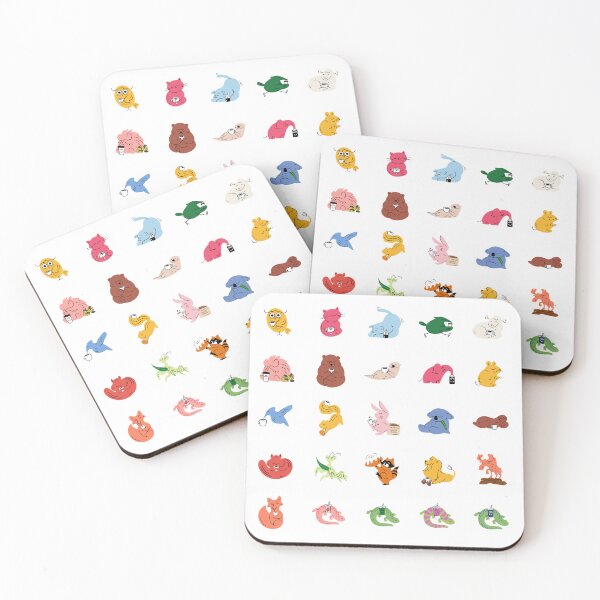 Item preview, all animals and coffee  designed and sold by delicate-pov.