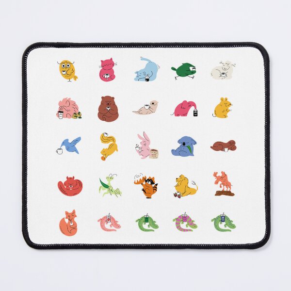 Item preview, all animals and coffee  designed and sold by delicate-pov.