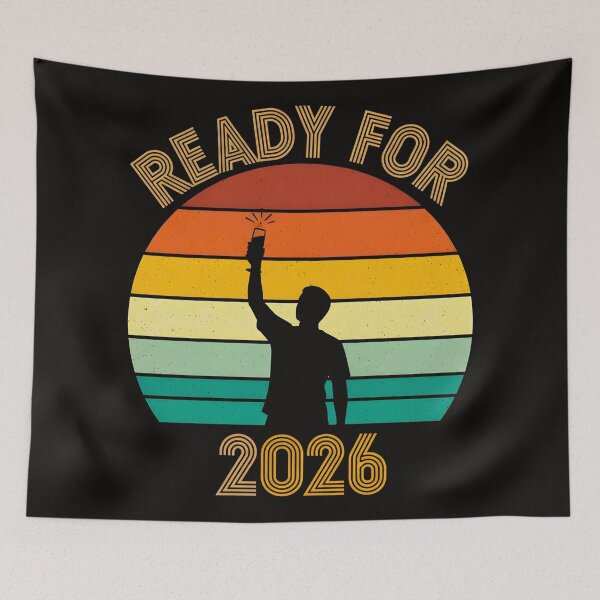 Item preview, Happy New Year 2026 Ready For 2026 Retro Sunset Party Toast designed and sold by Abdeelol.