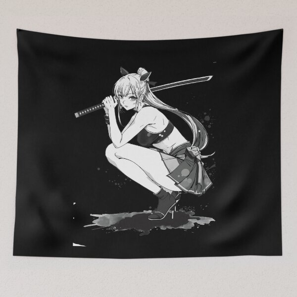 Item preview, Kitsune Warrior Girl Anime Japanese Korean Mythological Ink Sumi-E Desing designed and sold by blacksealstudio.