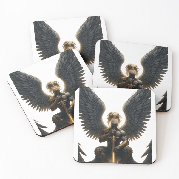 Item preview, Kneeling Angel Warrior with Sword – Divine Guardian of Strength and Faith designed and sold by buycostarica.