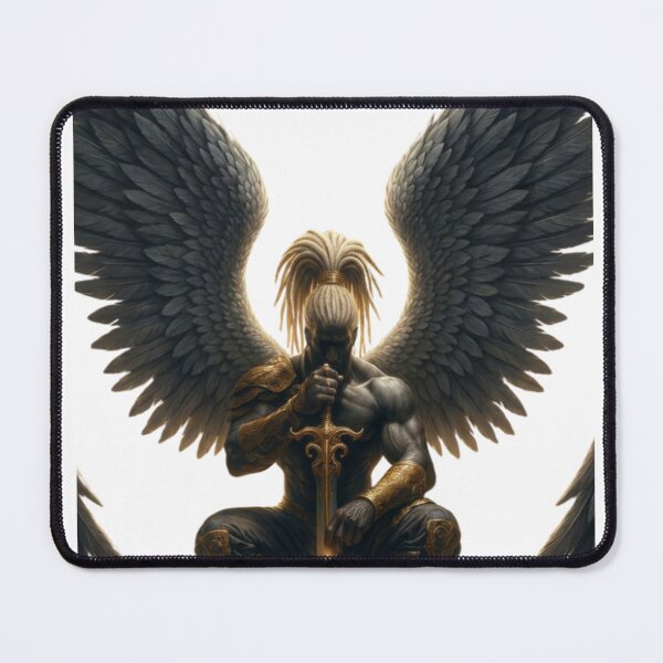Item preview, Kneeling Angel Warrior with Sword – Divine Guardian of Strength and Faith designed and sold by buycostarica.