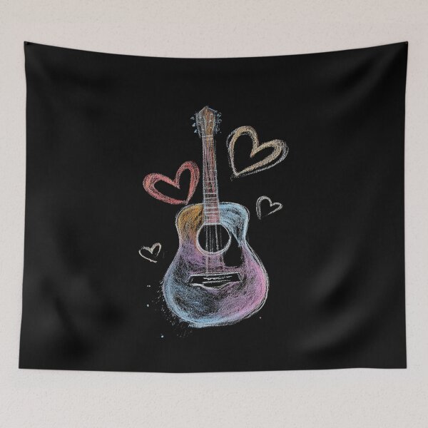 Item preview, Guitar on Chalkboard designed and sold by StudioRedKoala.