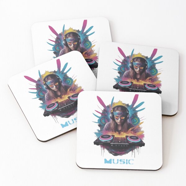 Item preview, Female DJ Mixing Electronic Music Rave Art designed and sold by 140bpmmusic.