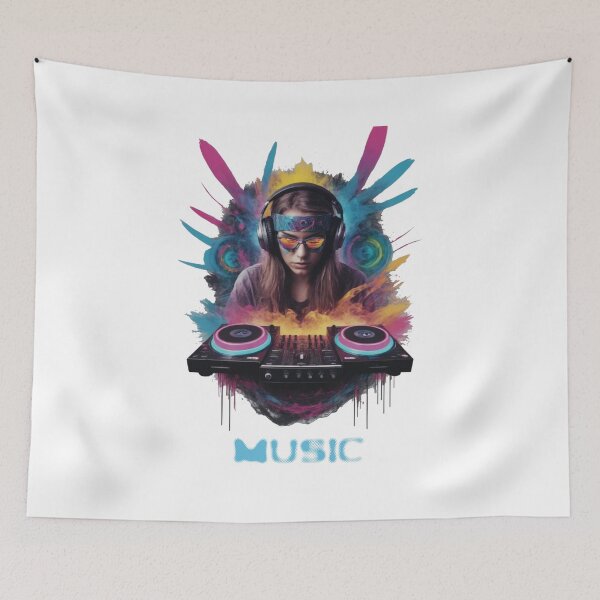 Item preview, Female DJ Mixing Electronic Music Rave Art designed and sold by 140bpmmusic.