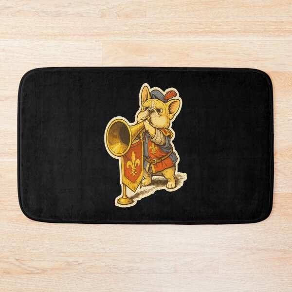 Item preview, French Bulldog Medieval Dogs – Bulldog Herald Trumpeter – Gift for French Bulldog Lovers • Retro Comics • Vintage Halftone designed and sold by JacobKAurumhead.