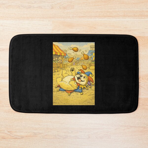 Item preview, French Bulldog Medieval Dogs – Medieval Bulldog Jester Scene – Gift for French Bulldog Lovers • Retro Comics • Vintage Halftone designed and sold by JacobKAurumhead.