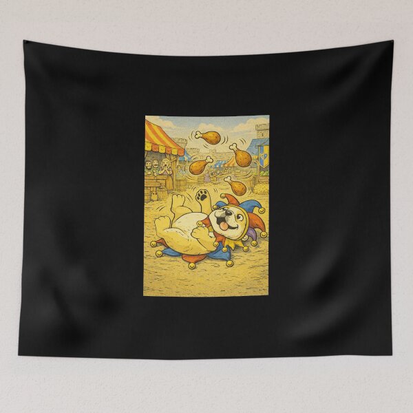 Item preview, French Bulldog Medieval Dogs – Medieval Bulldog Jester Scene – Gift for French Bulldog Lovers • Retro Comics • Vintage Halftone designed and sold by JacobKAurumhead.