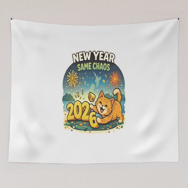 Item preview, New Year Same Chaos – Funny Cat New Year Design designed and sold by StyleLap.