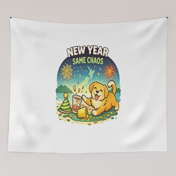 Item preview, New Year Same Chaos – Funny Dog New Year Design designed and sold by StyleLap.