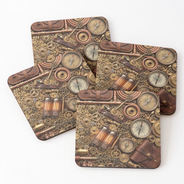 Item preview, Steampunk Inventor Knolling - Gears, Brass & Vacuum Tubes designed and sold by SavinMercantile.