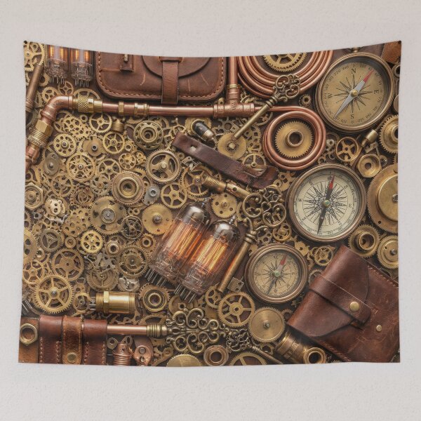 Item preview, Steampunk Inventor Knolling - Gears, Brass & Vacuum Tubes designed and sold by SavinMercantile.