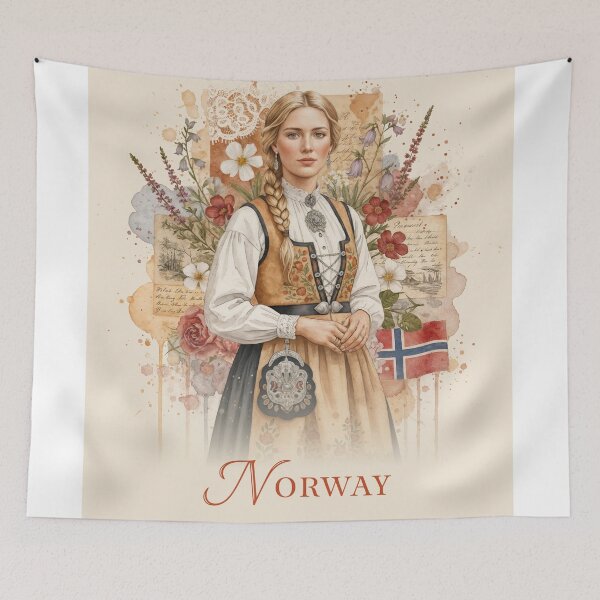 Item preview, Norwegian Grace: Bunad Beauty and Heritage Collage designed and sold by ForeverPrintsOK.