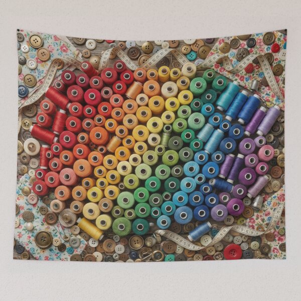 Item preview, Sewing Thread Rainbow - Seamstress Knolling & Floral Fabric designed and sold by SavinMercantile.