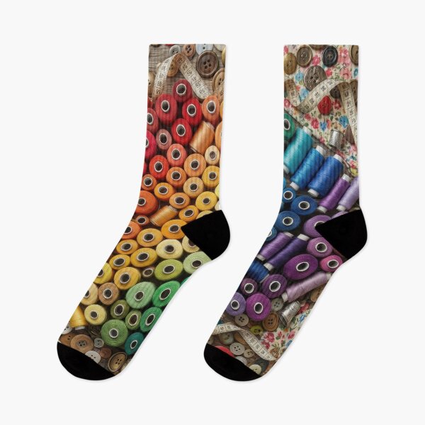 Item preview, Sewing Thread Rainbow - Seamstress Knolling & Floral Fabric designed and sold by SavinMercantile.