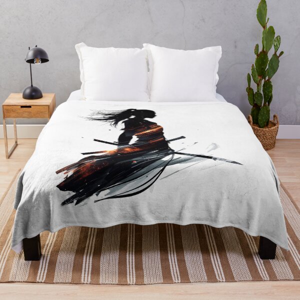 Item preview, Samurai Warrior Ronin Girl Anime Japanese Korean Ink Sumi-E Desing designed and sold by blacksealstudio.