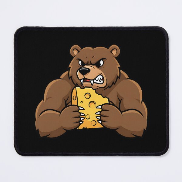 Item preview, Funny Bear Cheese, Angry Bear Holding Cheese Gift, Cartoon Grizzly Food Lover Shirt, Humor Animal Graphic Tee designed and sold by saloui.