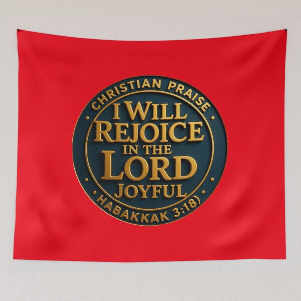 Item preview,  I Will Rejoice in the Lord – Joyful 3D Christian Praise Label (Habakkuk 3:18) ,  designed and sold by PaintMeWorld.