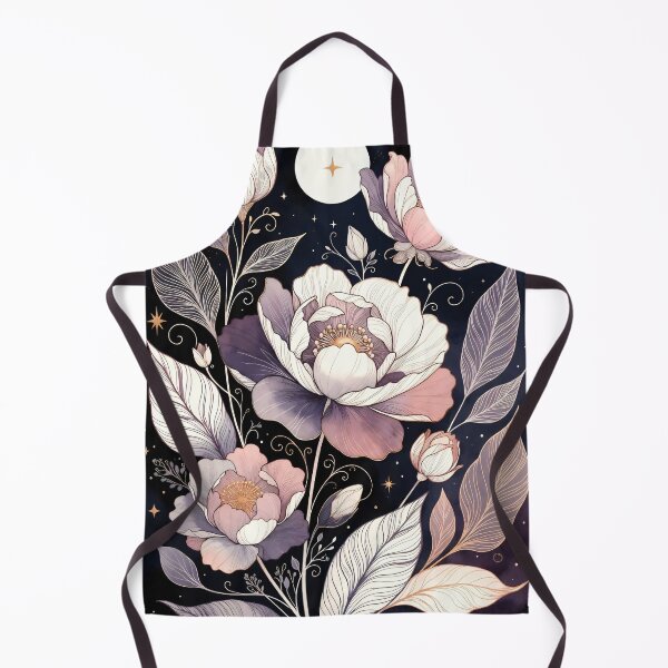 Item preview, Artwork features flowers and stars against a dark background with a crescent moon in a night setting designed and sold by SpaceartLilu.