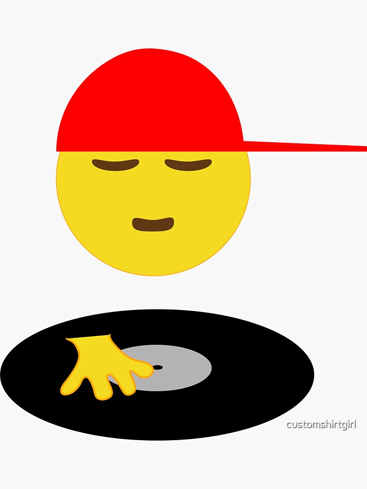 "DJ Disc Jockey Emoji Turntable Record Spin" Sticker for Sale by