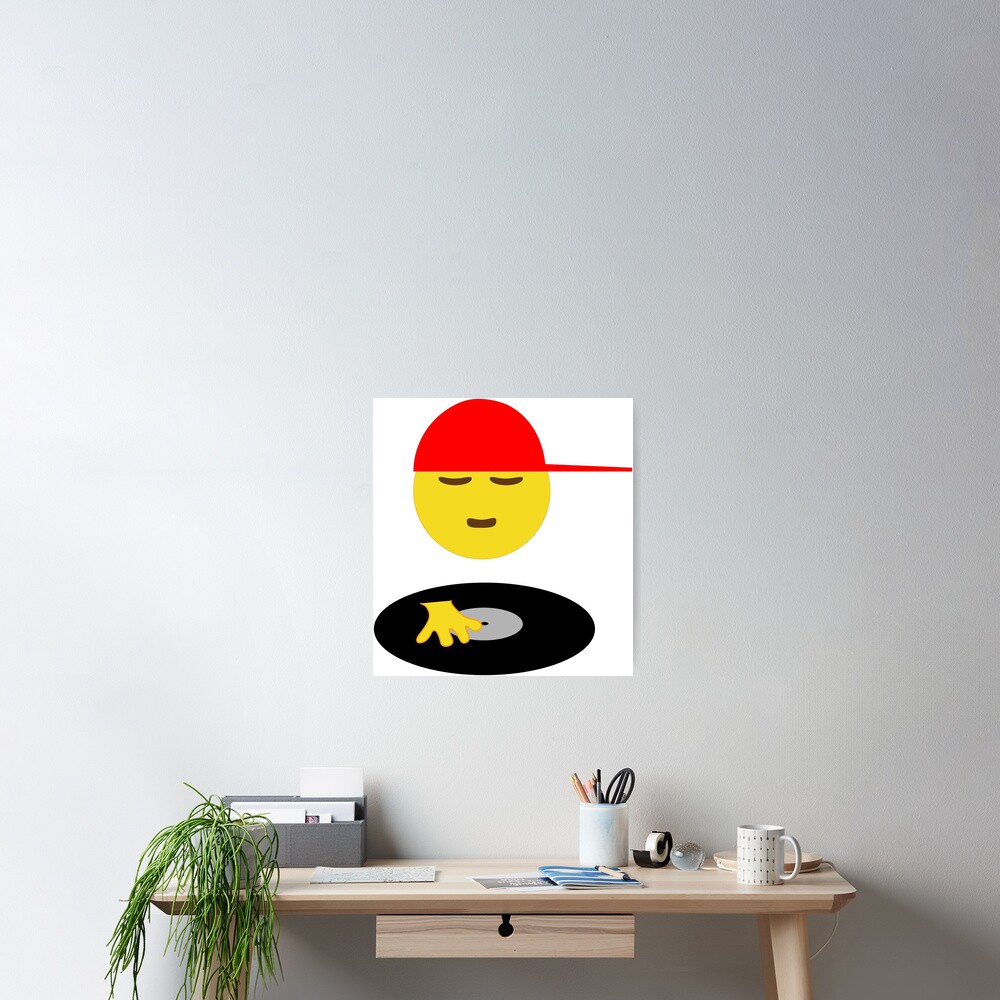"DJ Disc Jockey Emoji Turntable Record Spin" Poster by customshirtgirl