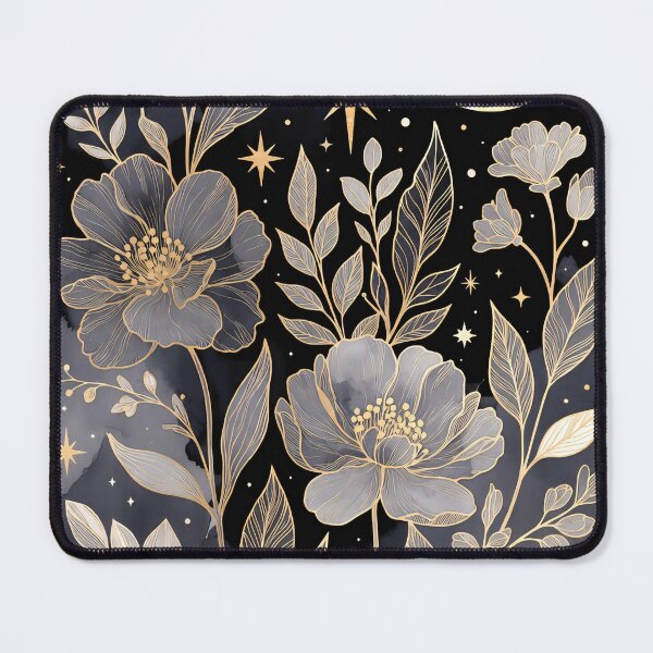Item preview, Artwork features flowers and stars against a dark background with a crescent moon in a night setting designed and sold by SpaceartLilu.