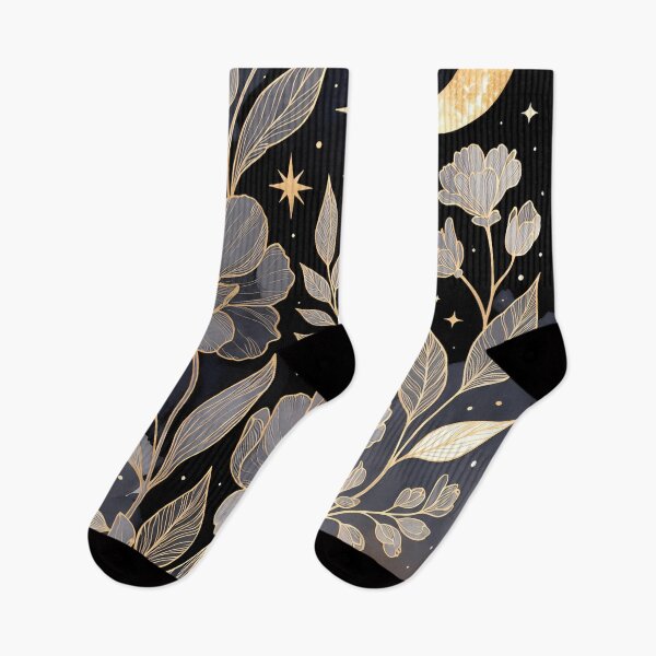 Item preview, Artwork features flowers and stars against a dark background with a crescent moon in a night setting designed and sold by SpaceartLilu.