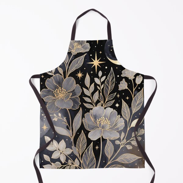 Item preview, Artwork features flowers and stars against a dark background with a crescent moon in a night setting designed and sold by SpaceartLilu.
