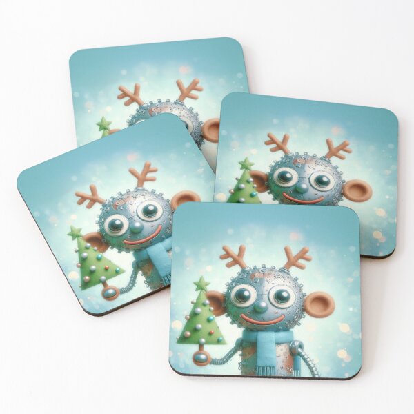 Item preview, a reindeer funny robot holding a small christmas tree designed and sold by ideandesign.