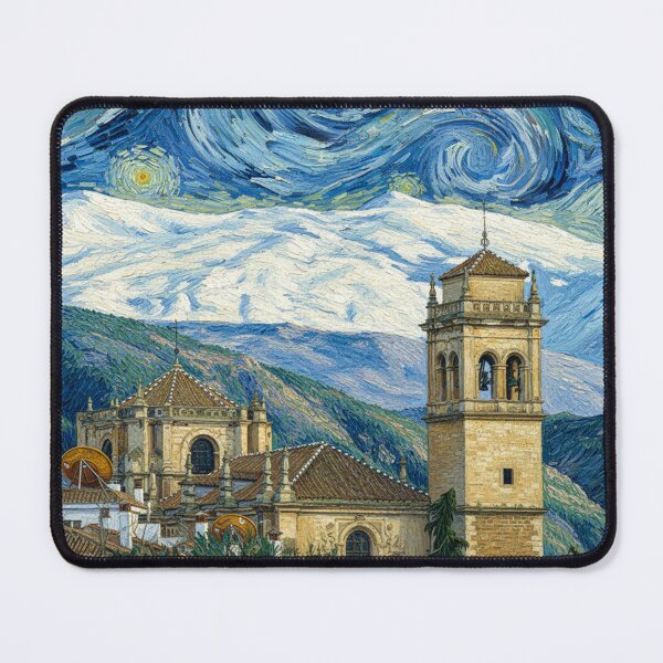 Item preview, Monastery of San Jerónimo in Granada with Sierra Nevada in the background, Van Gogh style designed and sold by KukiLdeGuevara.