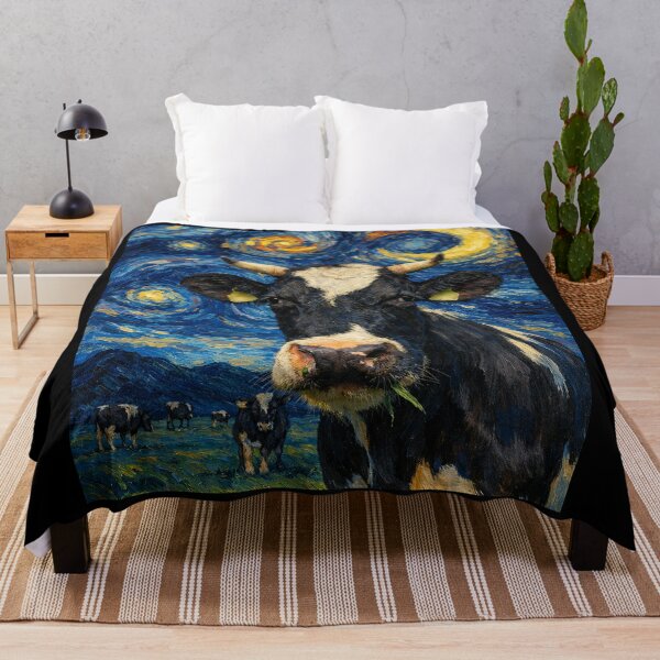 Aperçu de l'œuvre Vaches drôles Nuit étoilée créée et vendue par Starry Night Creative Art.
