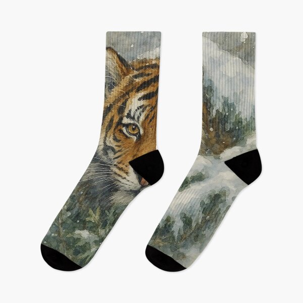 Item preview, Tiger Among the Trees in Falling Snow designed and sold by nikkolaus.