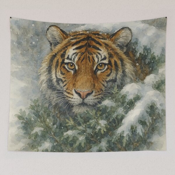 Item preview, Tiger Among the Trees in Falling Snow designed and sold by nikkolaus.