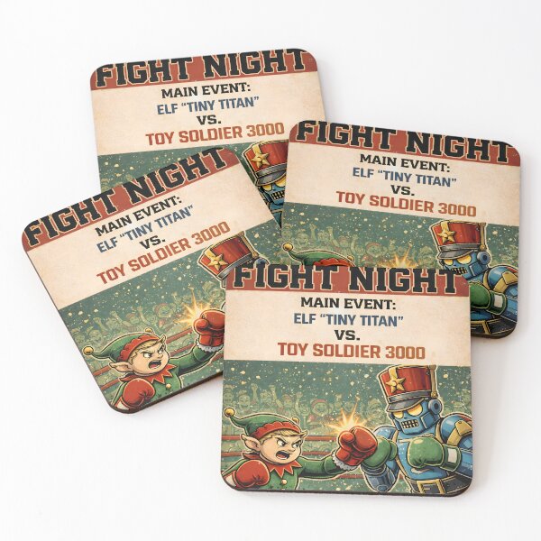 Item preview, North Pole Fight Night – Elf “Tiny Titan” vs Toy Soldier 3000 | Retro Christmas Boxing Poster designed and sold by SoulenCify.