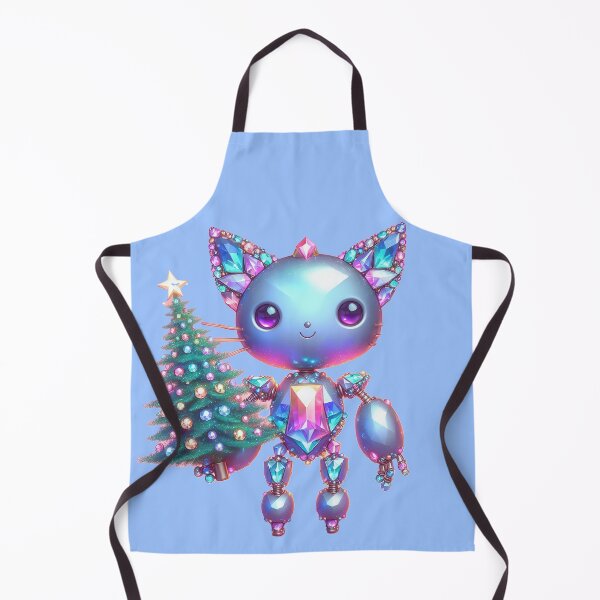 Item preview, A sparkling, jewel-encrusted robot cat holding a luxurious Christmas tree. designed and sold by ideandesign.