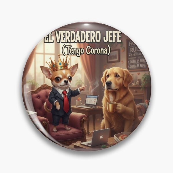 Item preview, El Verdadero Jefe - Chihuahua con Corona y Traje designed and sold by Bit Canvas.